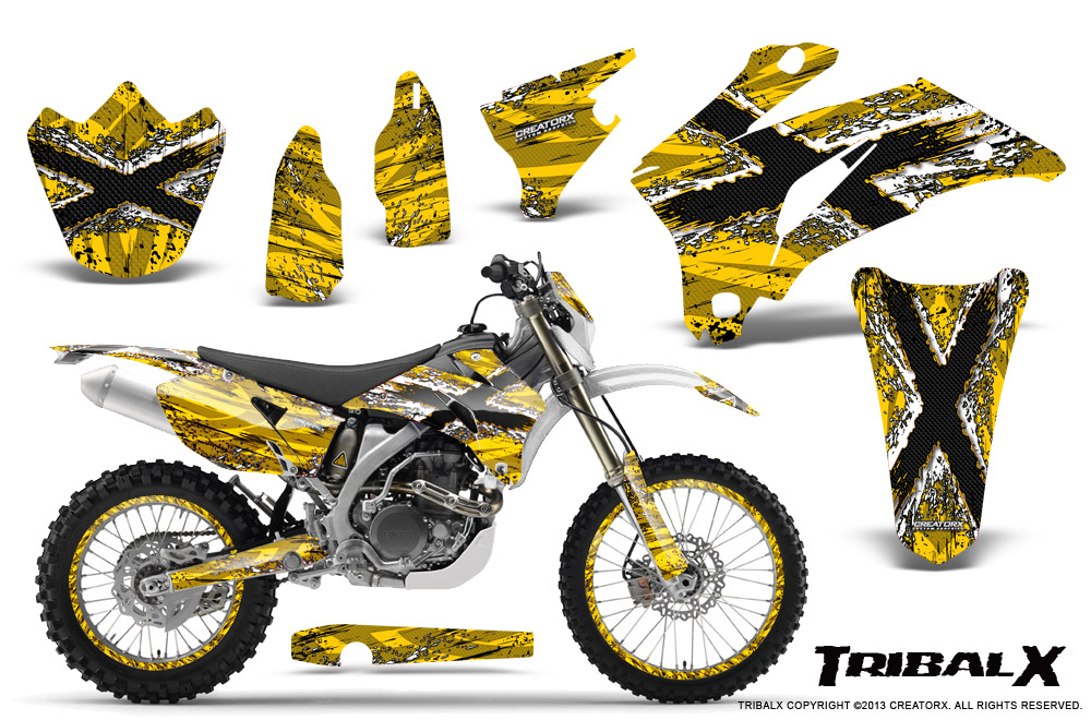Yamaha WR 250-450 07-10 Graphics Kit TribalX White Yellow NP Rims